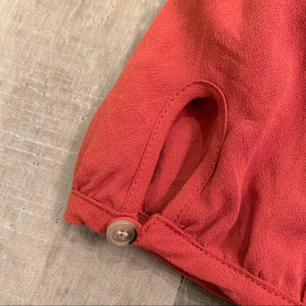 PacSun Rust Crop Peasant Top with Drawstring - Picture 3 of 4